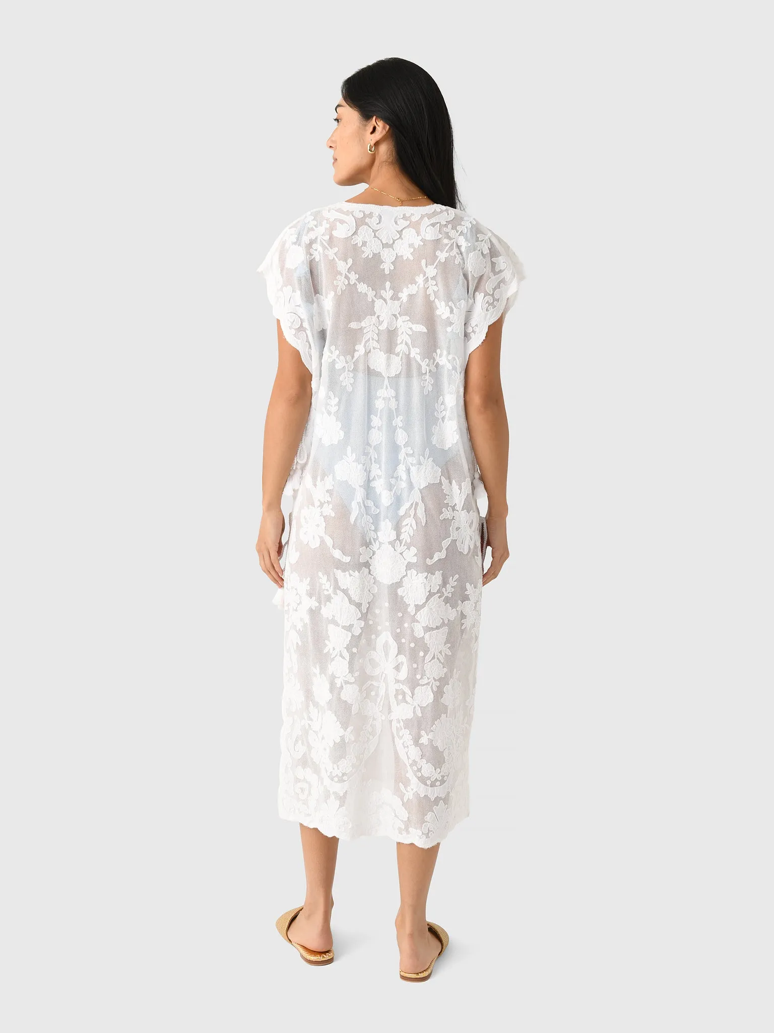 Juliet Dunn Women's Net Narrow Embroidered Poncho sold by Saint Bernard product image thumbnail 4