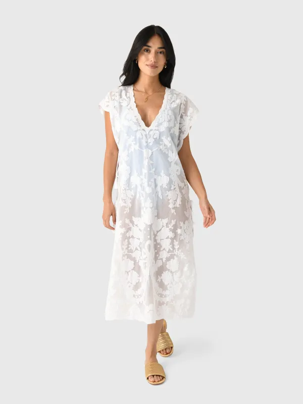 Juliet Dunn Women's Net Narrow Embroidered Poncho made by Saint Bernard