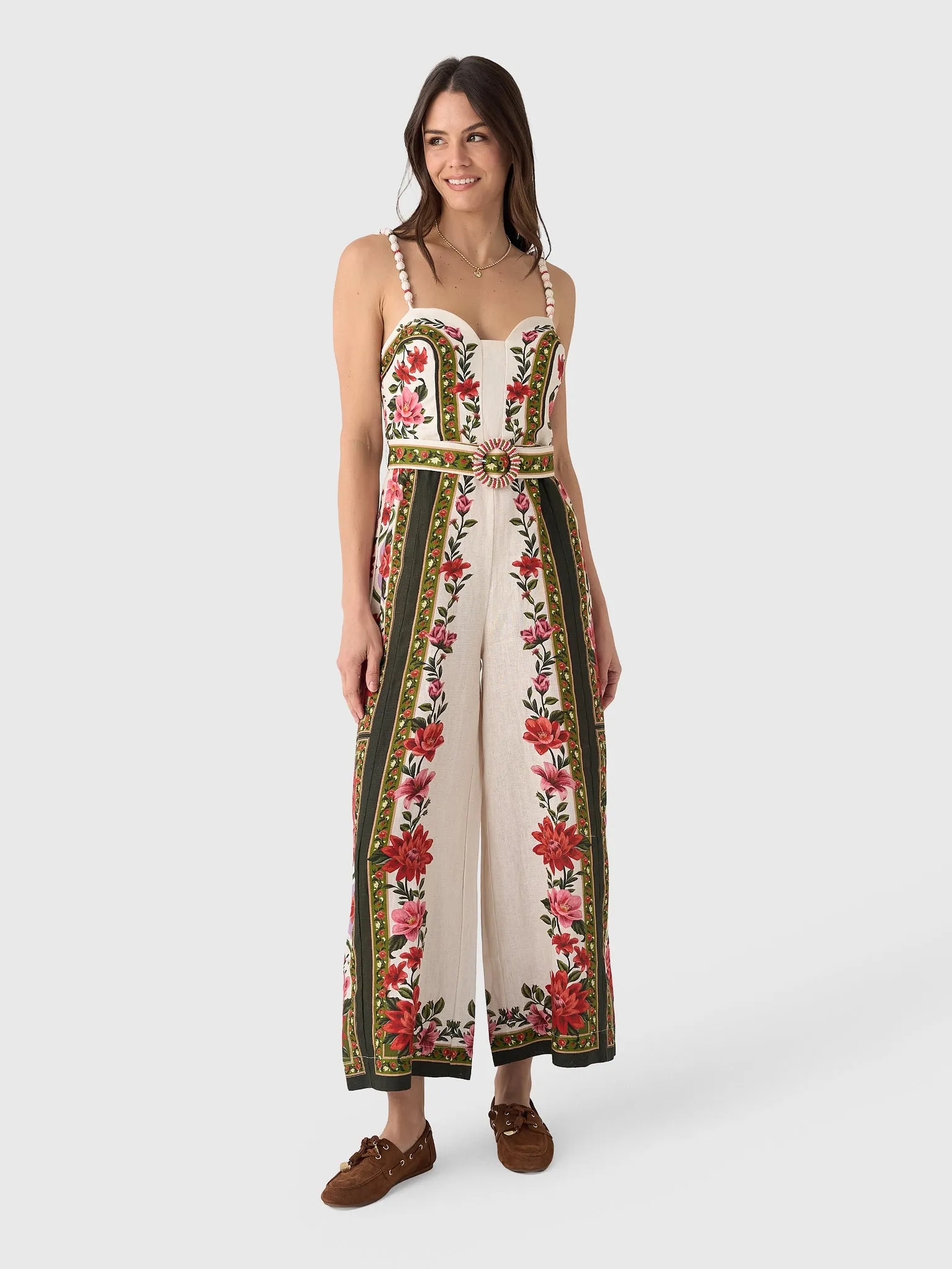 Farm Rio Women's Wonder Rio Sleeveless Wide-Leg Jumpsuit sold by Saint Bernard