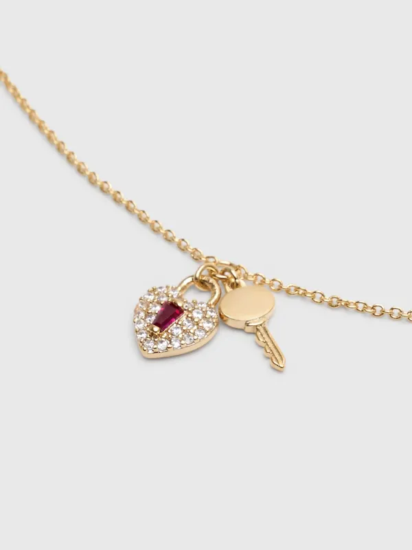 TAI Heart Lock & Key Pavé Necklace made by Tai