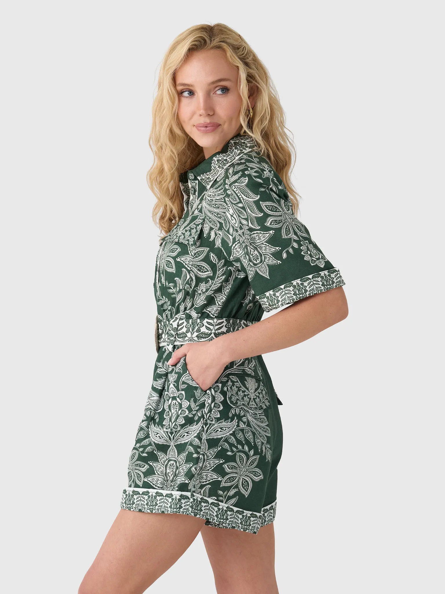 Farm Rio Women's Miranda Belted Romper sold by Saint Bernard product image thumbnail 3