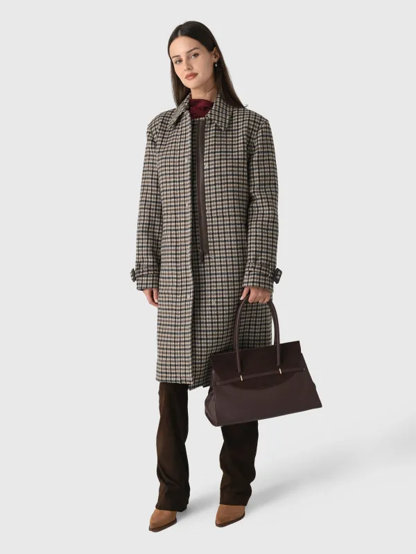 Vince Women's Faux-Leather-Trim Plaid Car Coat made by Vince
