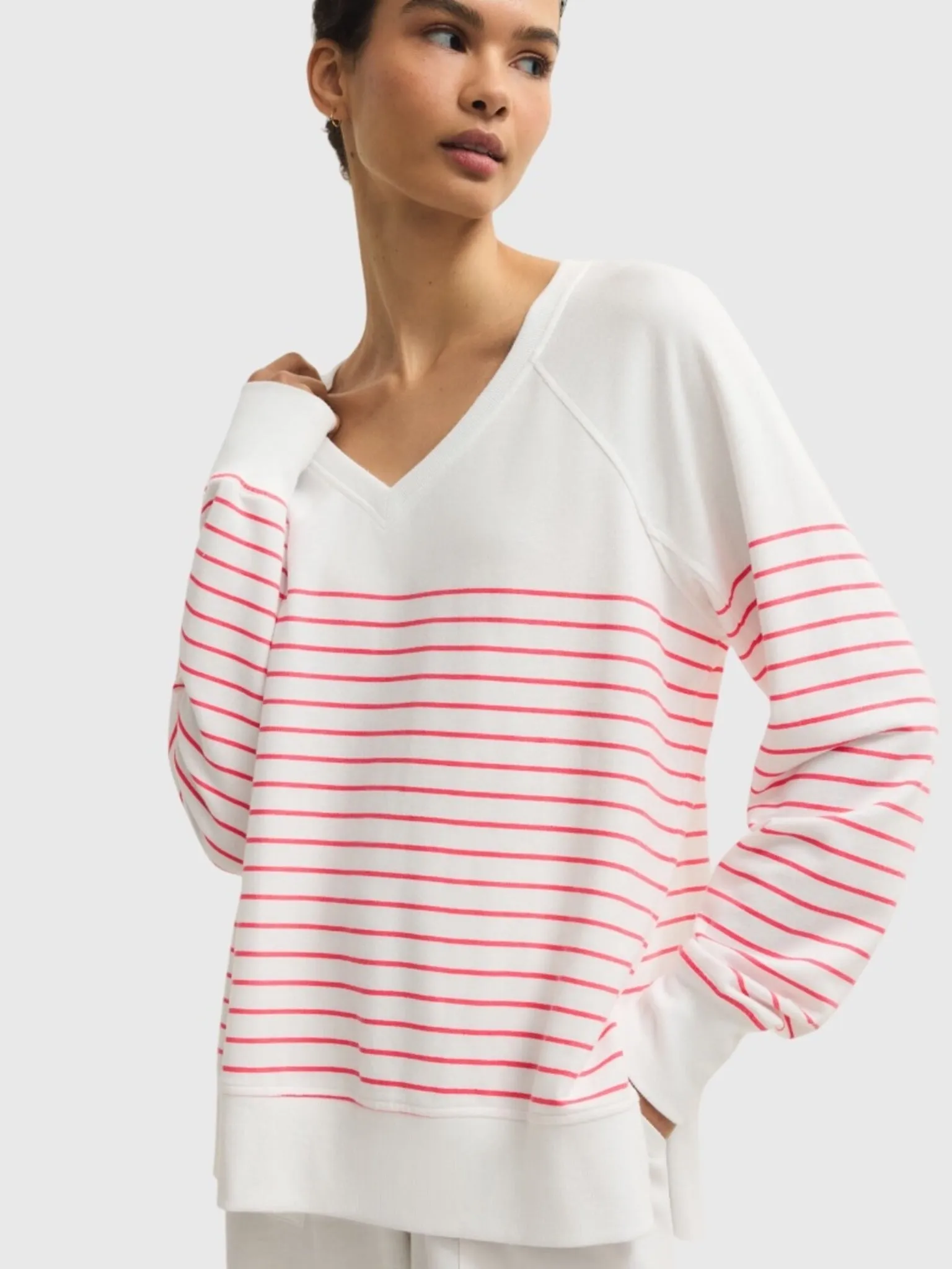 Z Supply Women's Weekender Stripe V-Neck Sweatshirt sold by Saint Bernard product image thumbnail 3