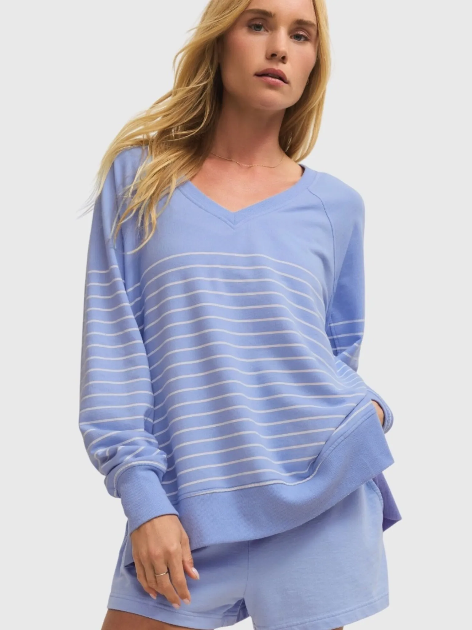 Z Supply Women's Weekender Stripe V-Neck Sweatshirt sold by Saint Bernard