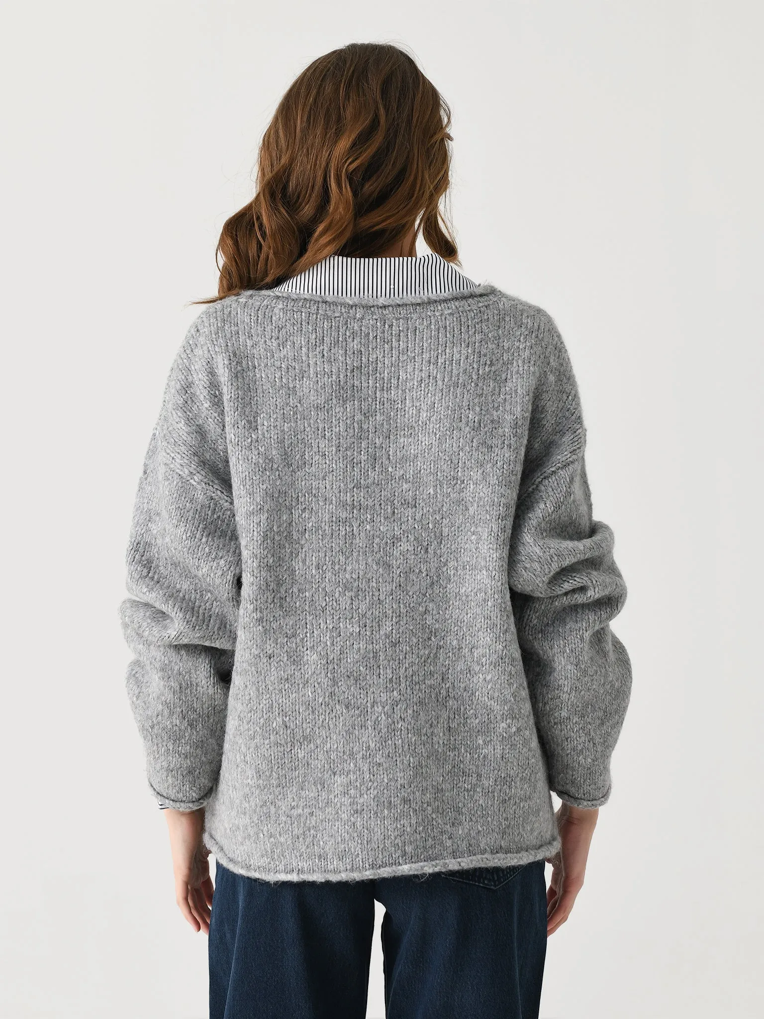 Kitri Women's Andy Oversized V-Neck Knit Jumper sold by Saint Bernard product image thumbnail 4