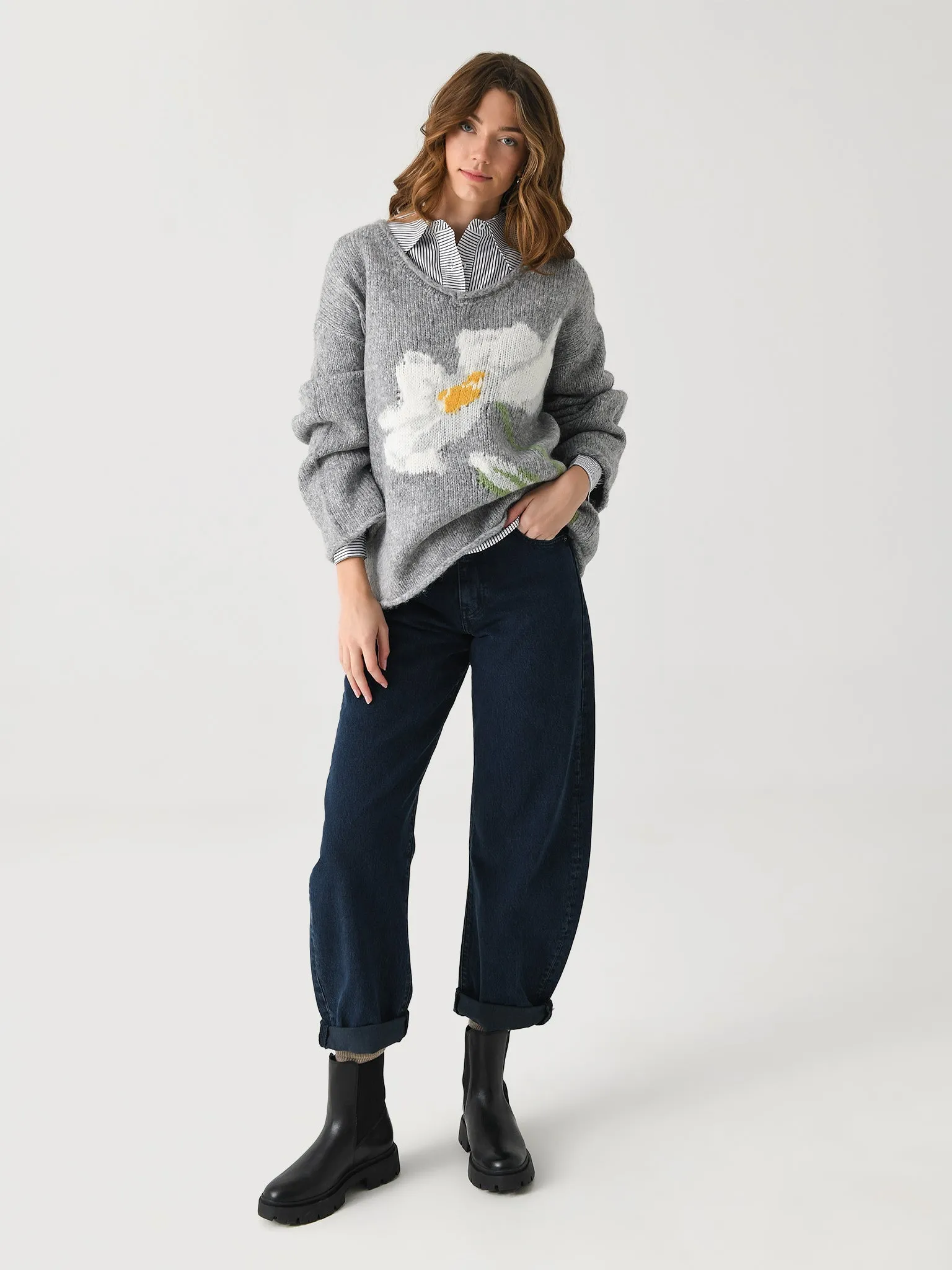 Kitri Women's Andy Oversized V-Neck Knit Jumper sold by Saint Bernard product image thumbnail 2