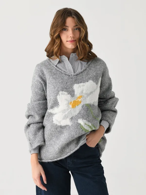 Kitri Women's Andy Oversized V-Neck Knit Jumper made by KITRI Studio