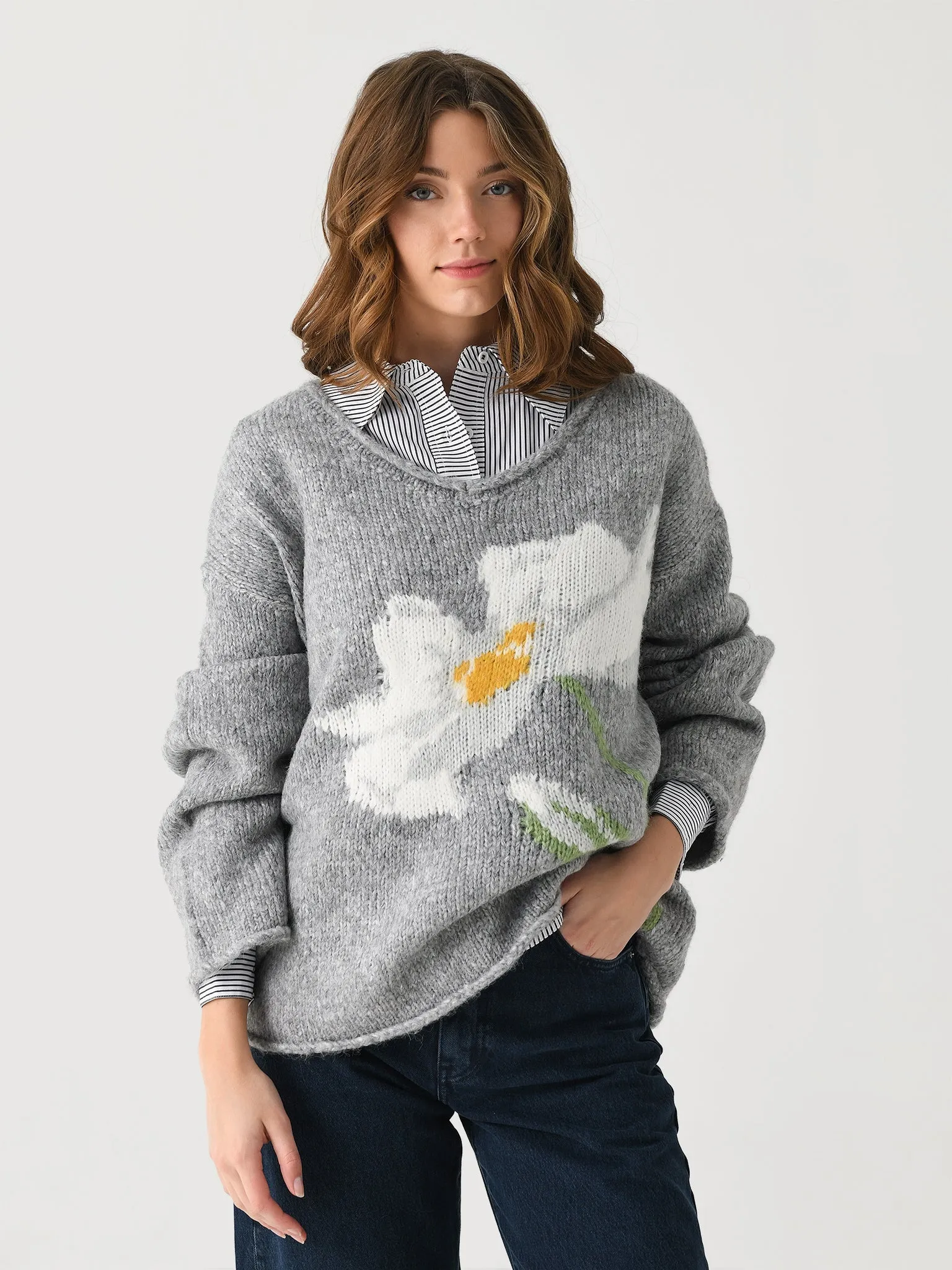 Kitri Women's Andy Oversized V-Neck Knit Jumper sold by Saint Bernard