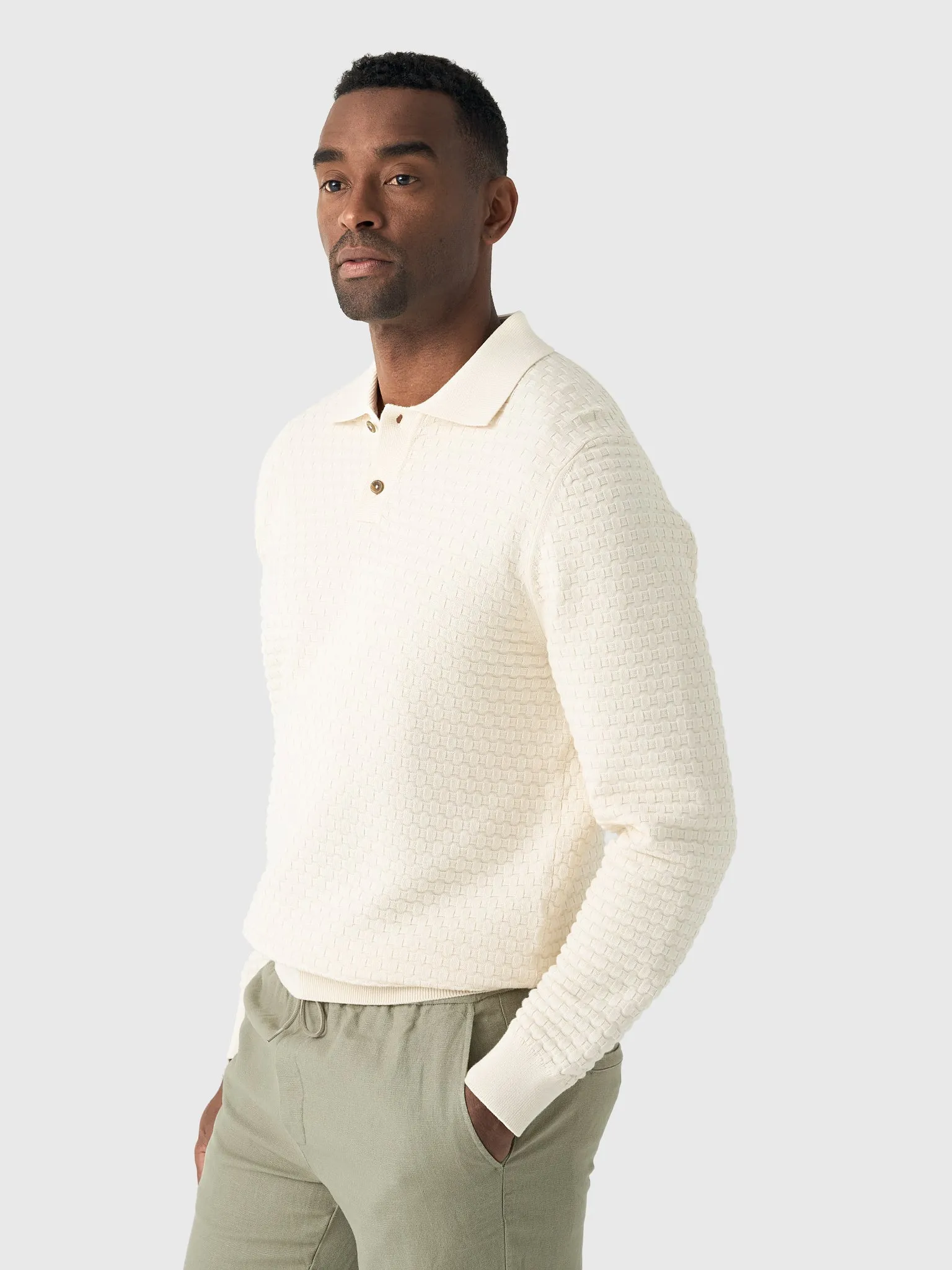 Les Deux Men's Billy Weave Knitted Long-Sleeve Polo sold by Saint Bernard product image thumbnail 3