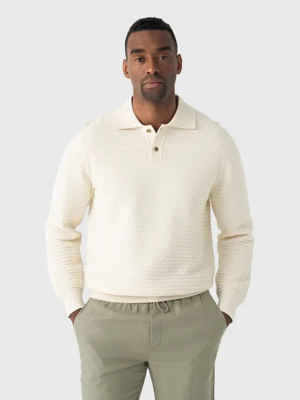 Les Deux Men's Billy Weave Knitted Long-Sleeve Polo sold by Saint Bernard