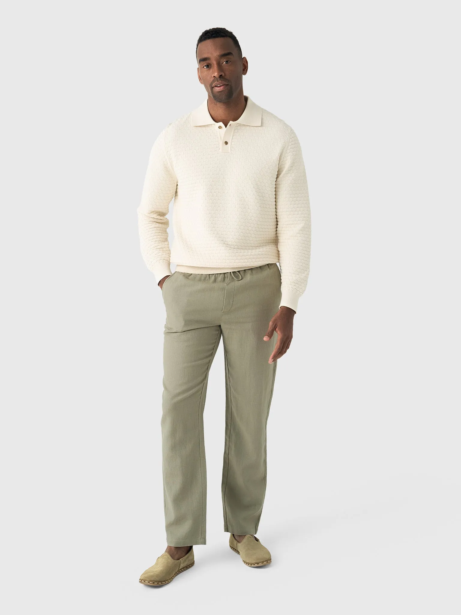 Les Deux Men's Billy Weave Knitted Long-Sleeve Polo sold by Saint Bernard product image thumbnail 2