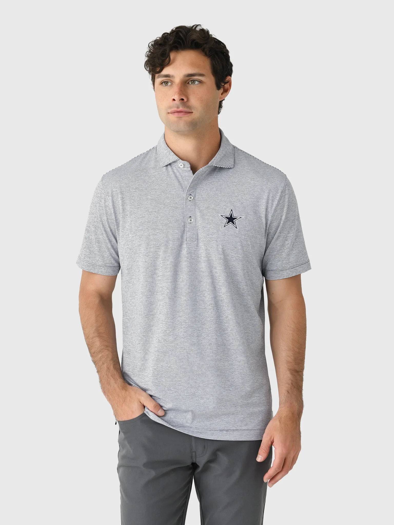 Johnnie-O Men's Dallas Cowboys Lyndonn Striped Performance Jersey Polo sold by Saint Bernard
