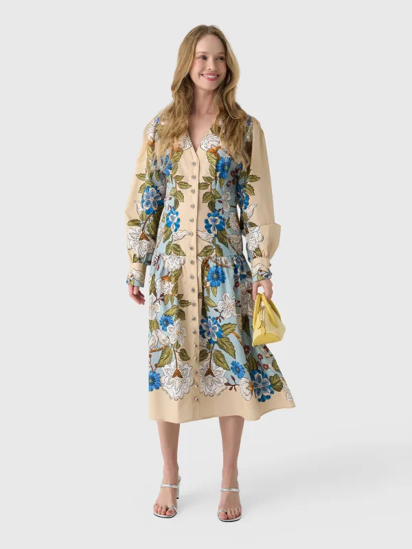 Farm Rio Women's Garden Scarf Long Sleeve Midi Dress sold by Saint Bernard