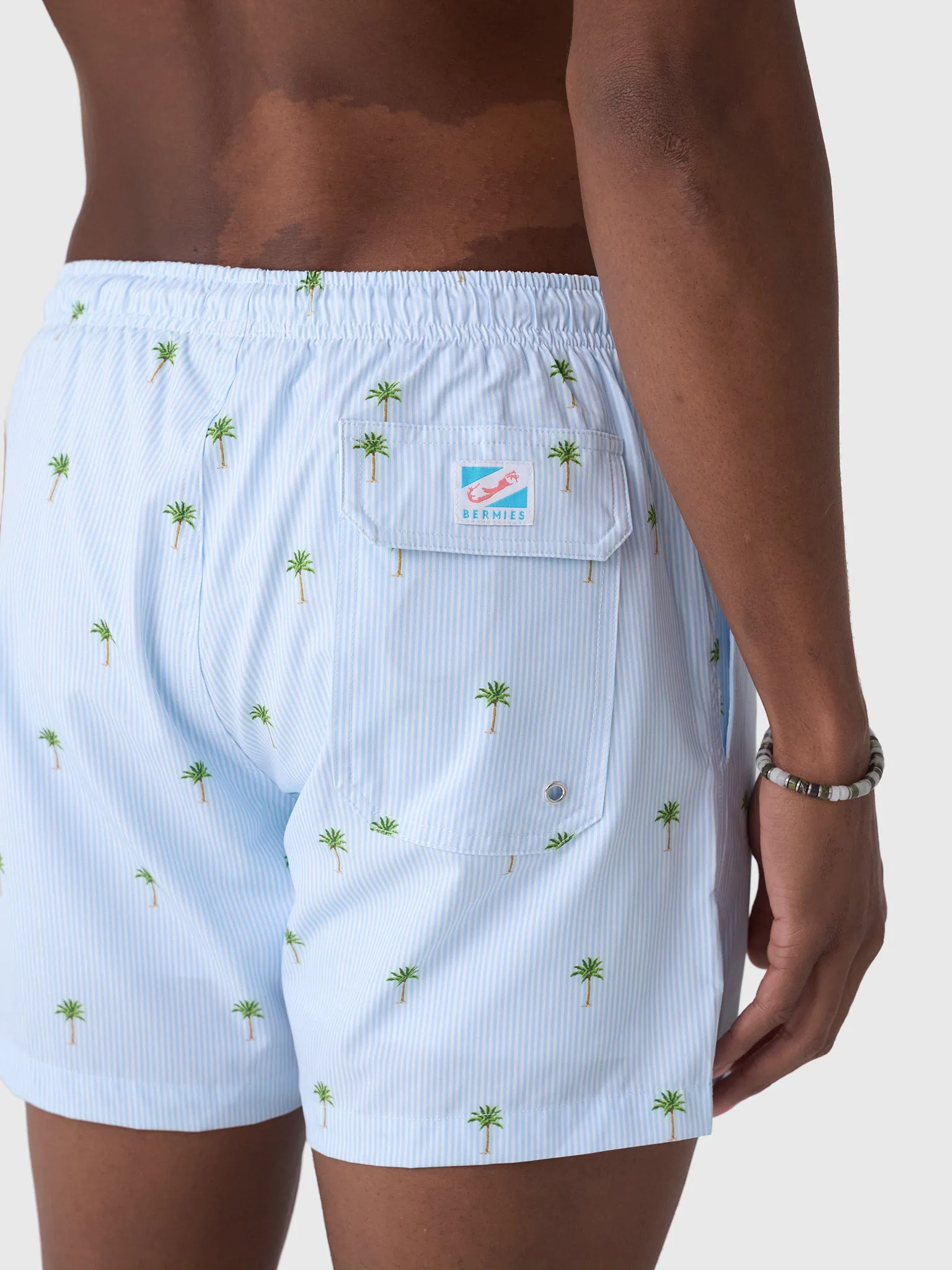 Bermies Men's Palm Stripes Swim Trunk sold by Saint Bernard product image thumbnail 5