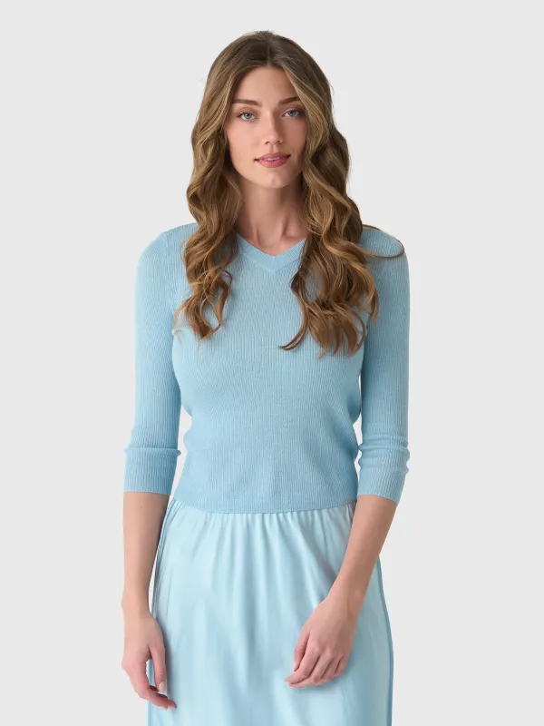 Vince Women's Solid High V-Neck Long Sleeve Sweater made by Vince