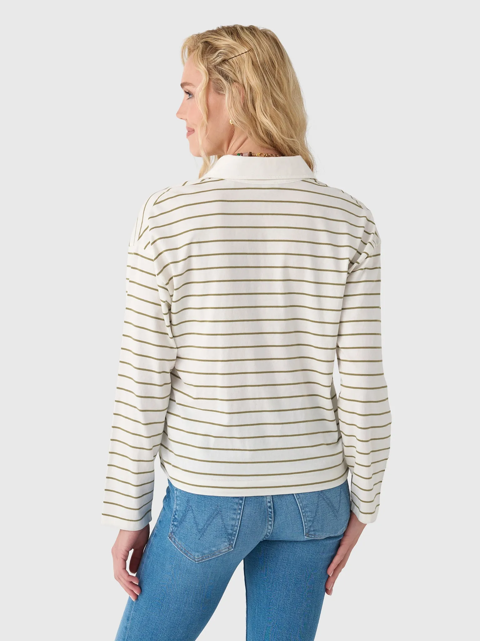 Vince Women's Striped Cotton Long-Sleeve Polo Shirt sold by Saint Bernard product image thumbnail 4