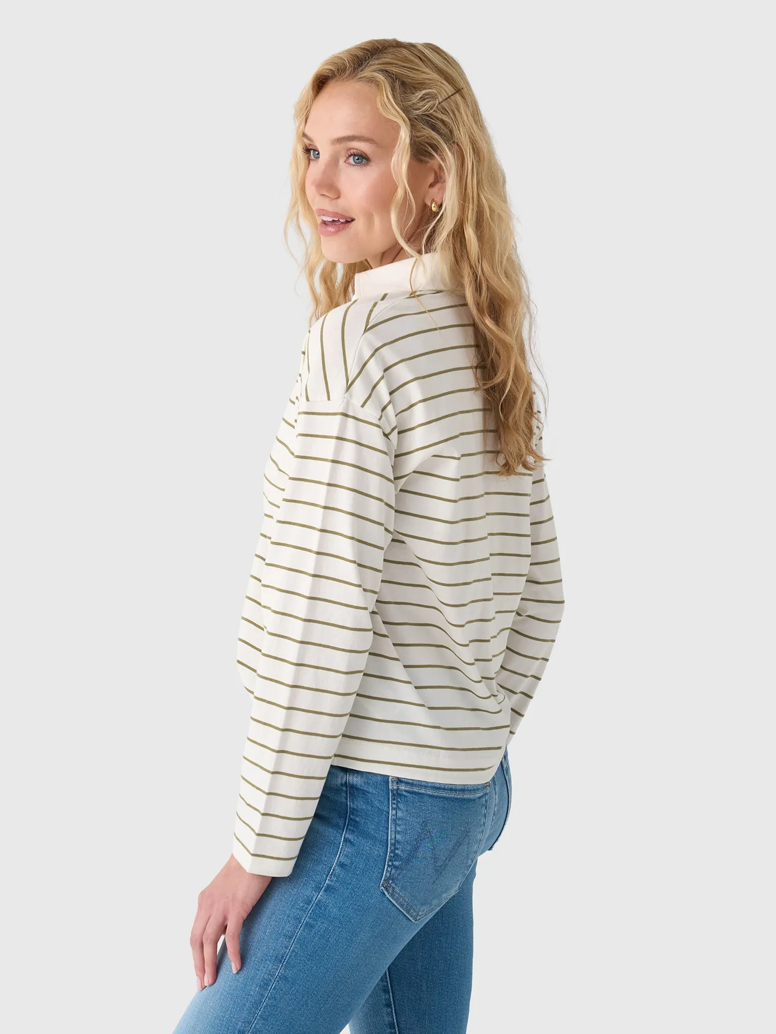 Vince Women's Striped Cotton Long-Sleeve Polo Shirt sold by Saint Bernard product image thumbnail 3