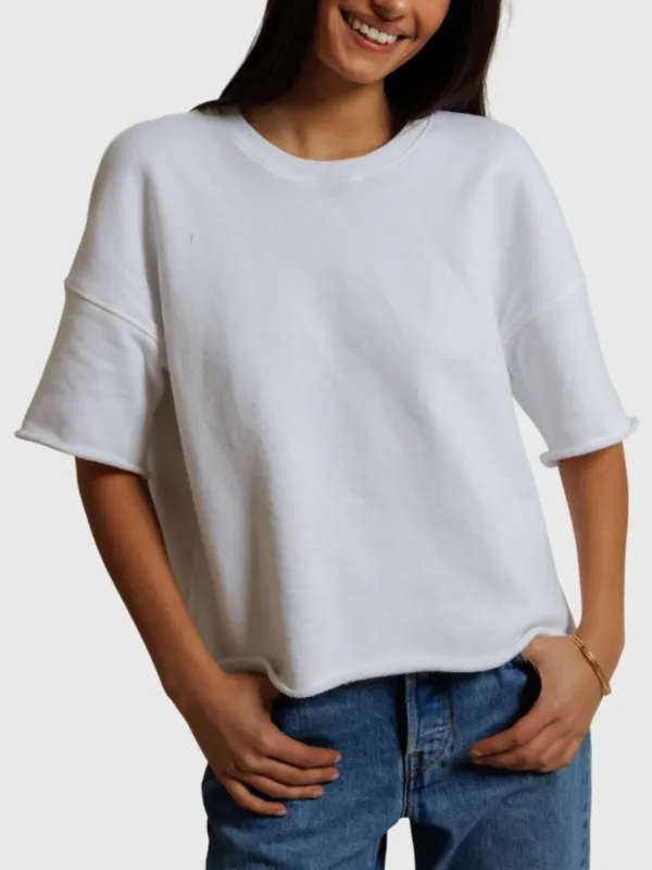 Perfect White Tee Women's Ezra Short Sleeve Sweatshirt made by Perfectwhitetee