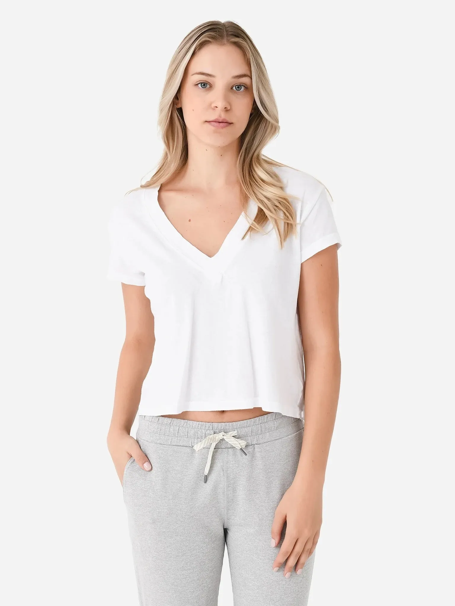 Perfect White Tee Women's Alanis V-Neck Tee sold by Saint Bernard