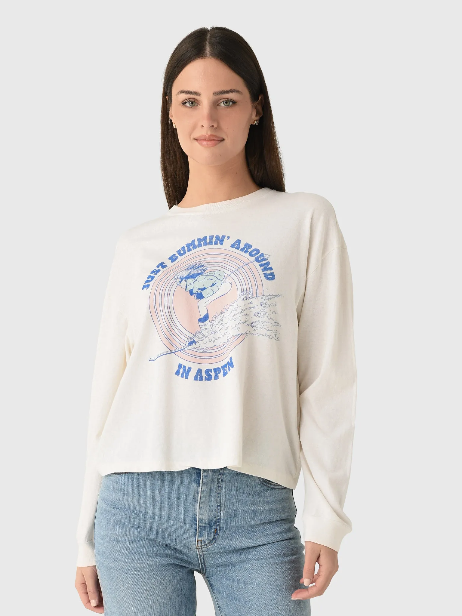 Re/Done Women's Ski Bum Long Sleeve Boxy Boyfriend Tee sold by Saint Bernard