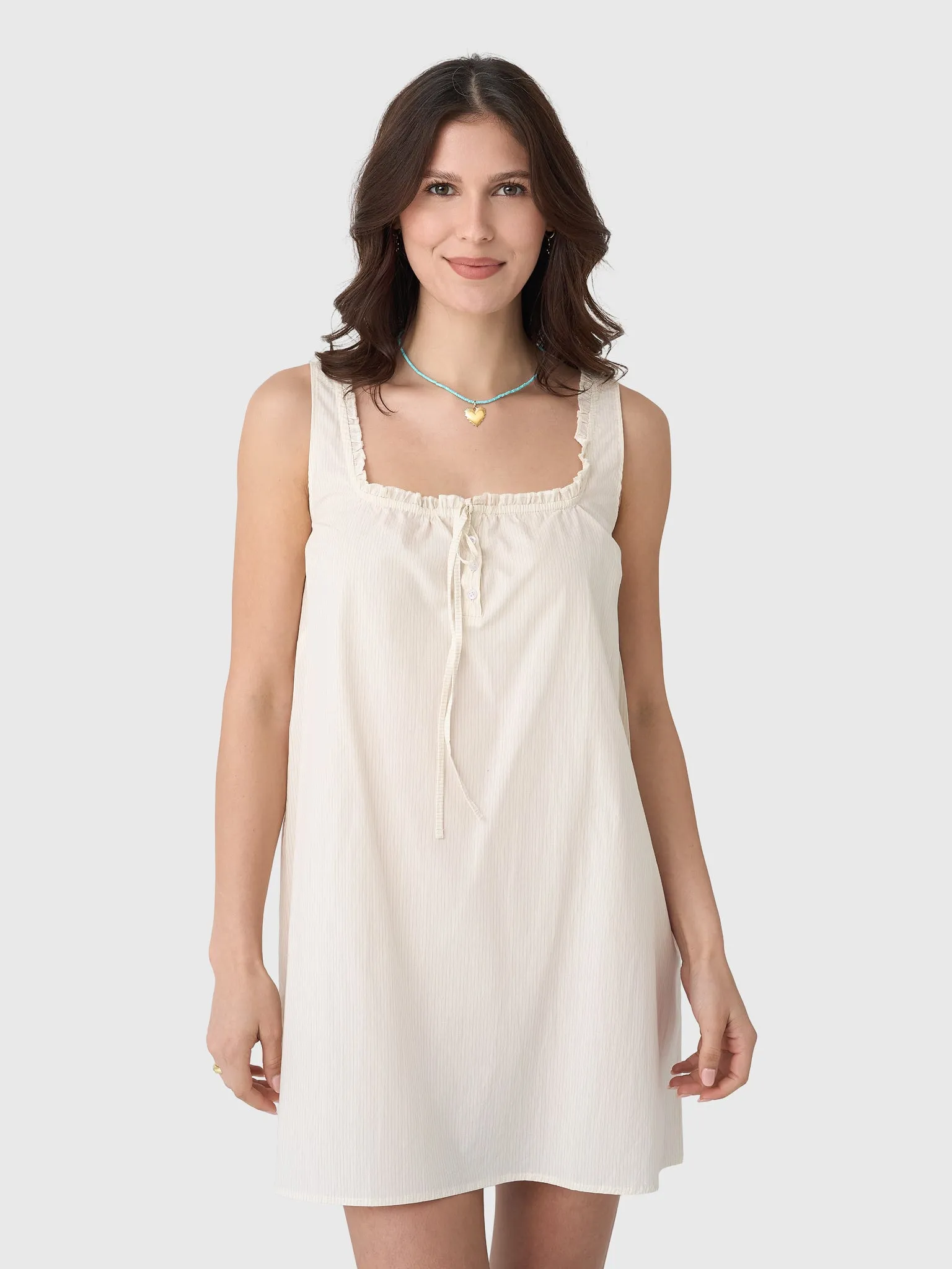 Deiji Studios Women's Button Frill Mini Dress sold by Saint Bernard