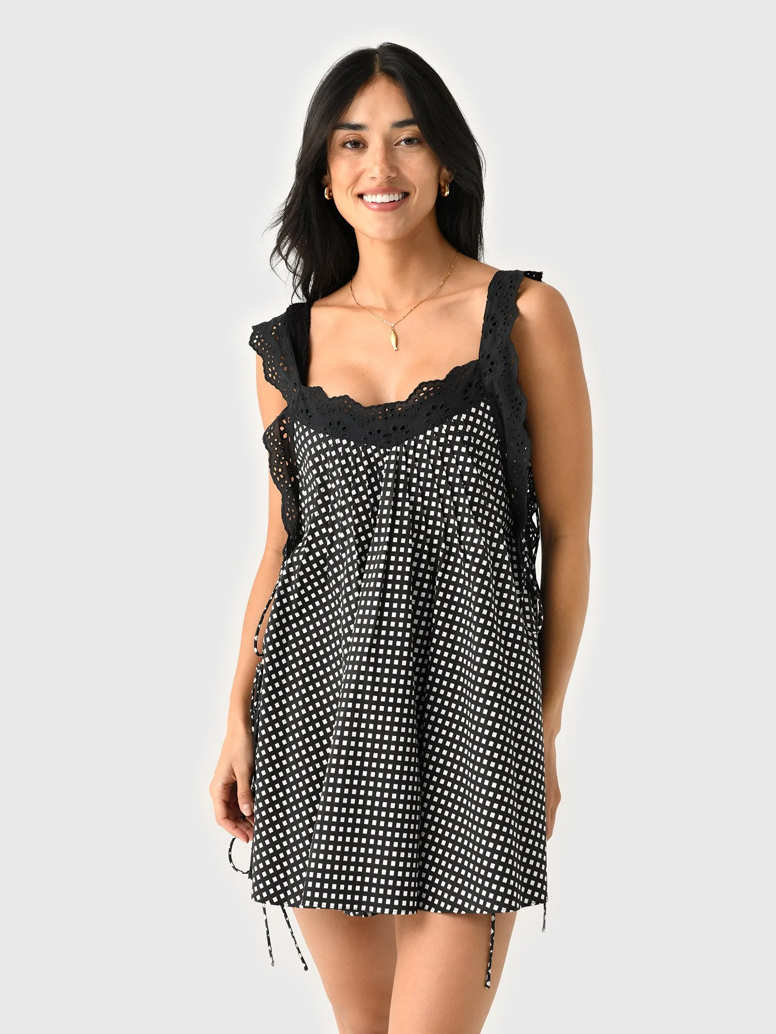 Caroline Constas Women's Lucilla Eyelet Trimmed Open Back Mini Dress sold by Saint Bernard