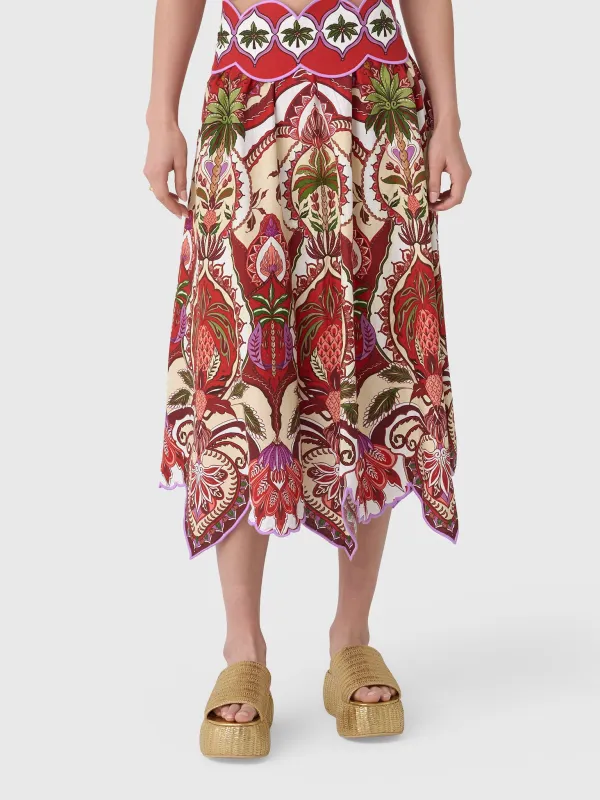 Farm Rio Women's Odara Scallops Midi Skirt sold by Saint Bernard