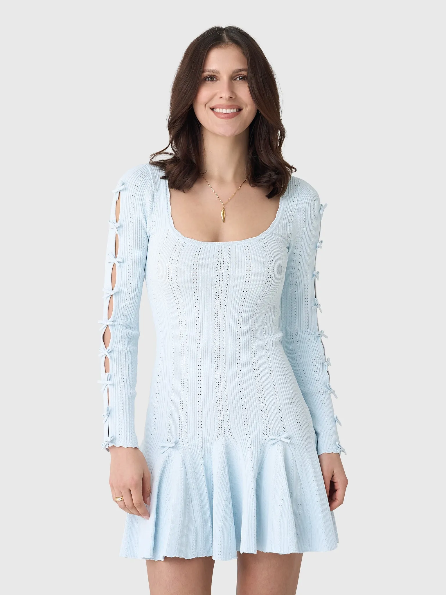 LoveShackFancy Women's Seychelle Ribbed Pointelle Mini Dress sold by Saint Bernard