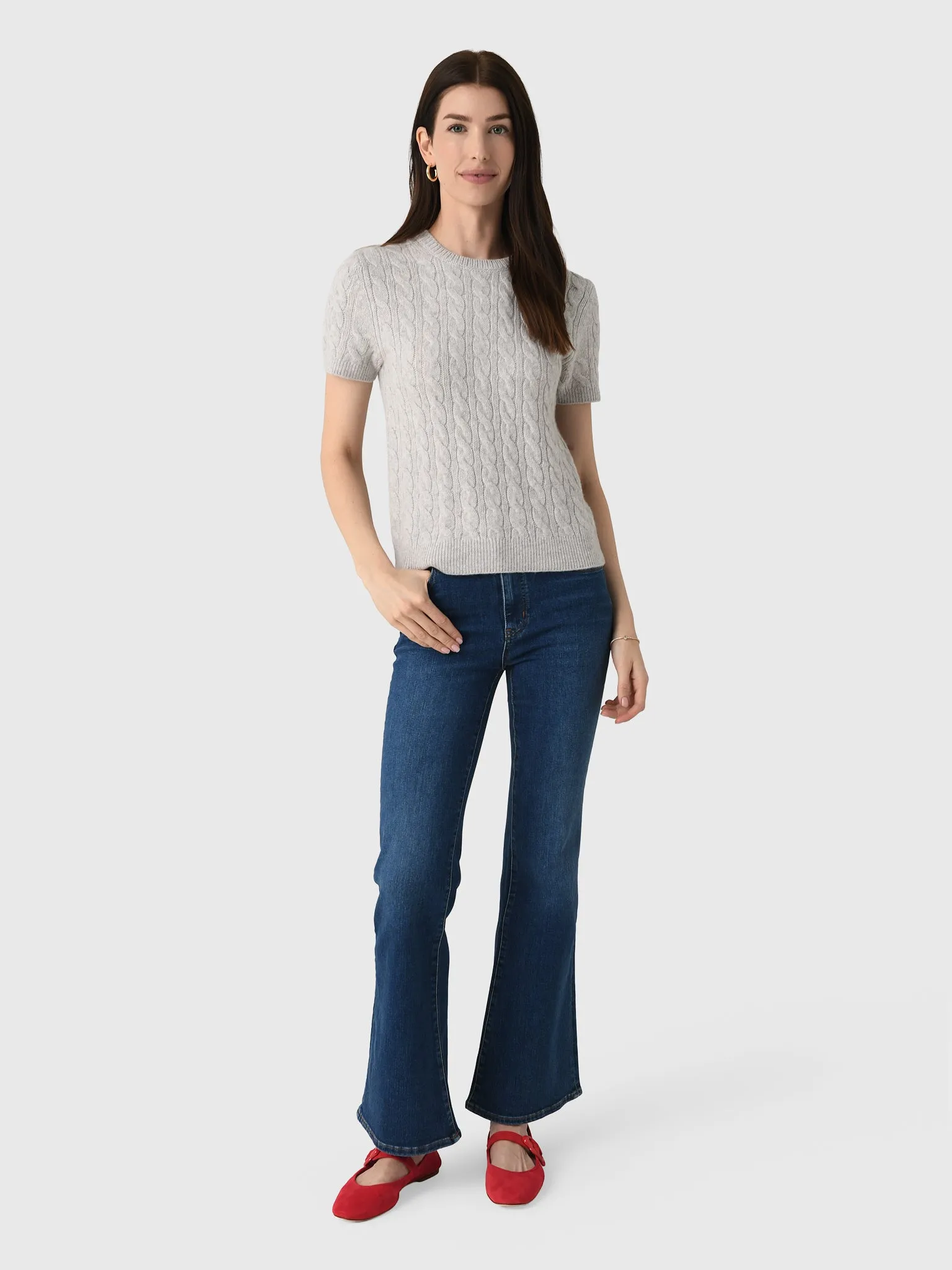 Vince Women's Cable-Knit Wool Cashmere-Blend Short-Sleeve Sweater sold by Saint Bernard product image thumbnail 2