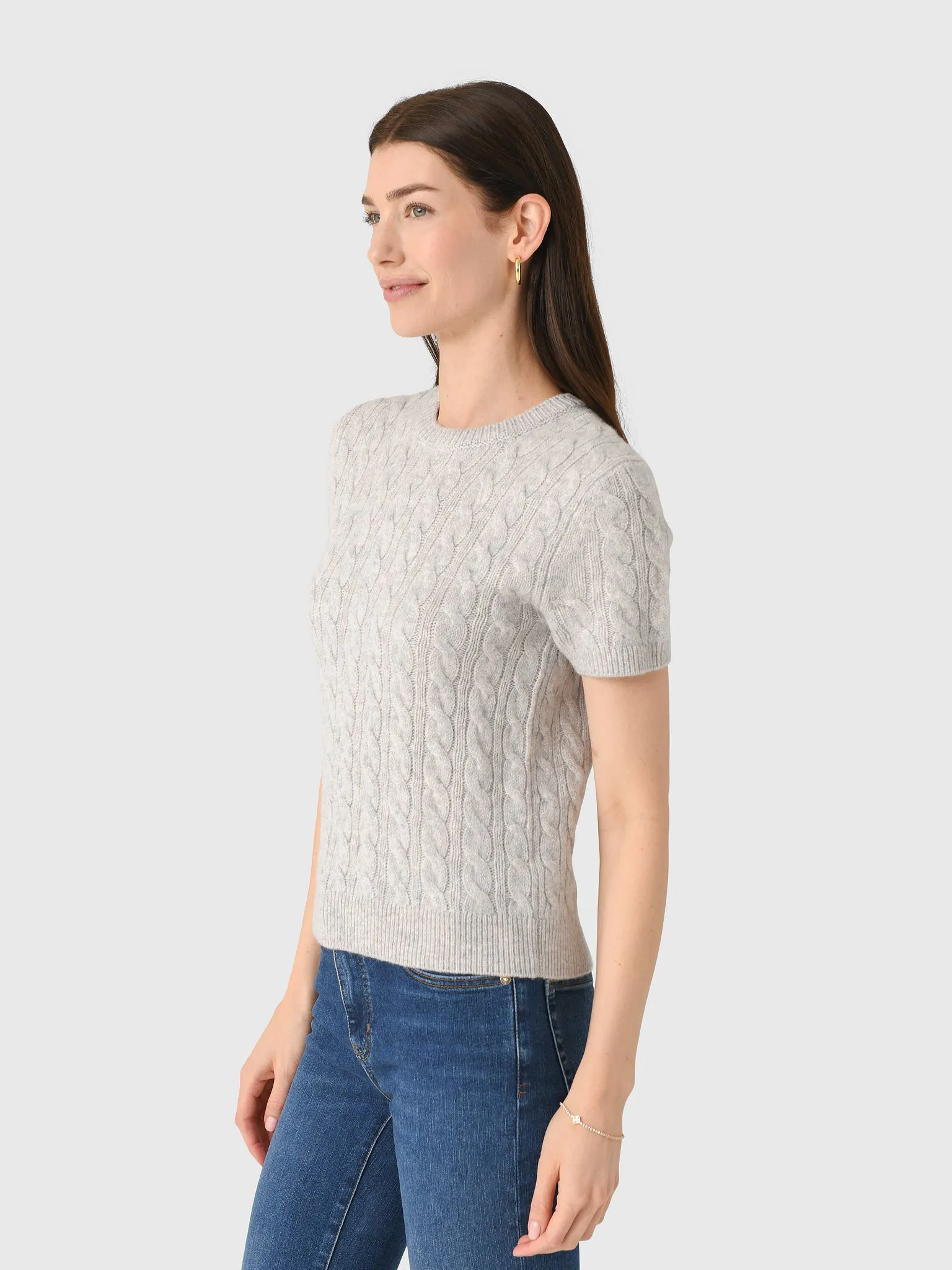 Vince Women's Cable-Knit Wool Cashmere-Blend Short-Sleeve Sweater sold by Saint Bernard product image thumbnail 3