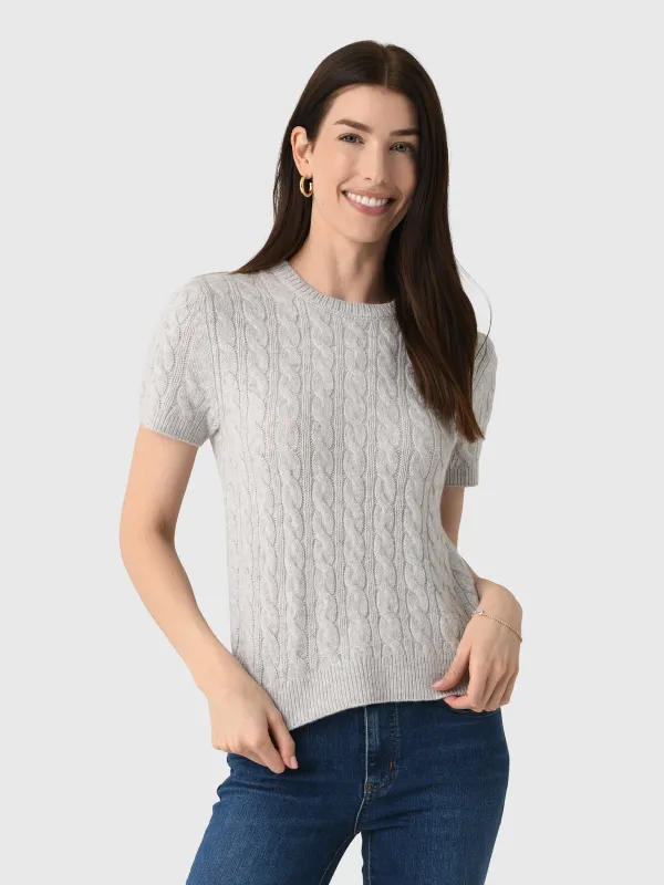 Vince Women's Cable-Knit Wool Cashmere-Blend Short-Sleeve Sweater made by Vince