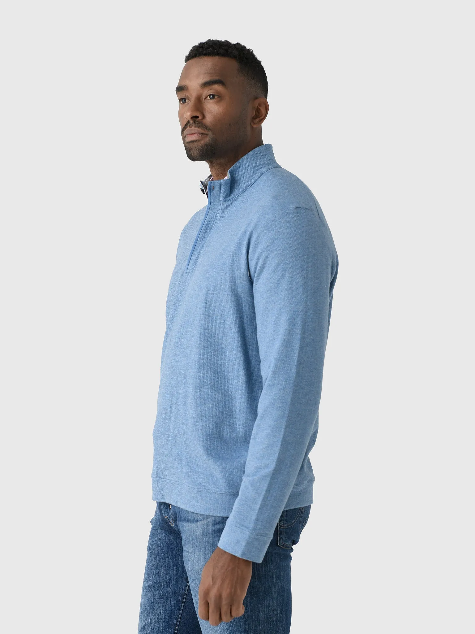 Johnnie-O Men's Rubin Herringbone Cotton Cashmere Quarter-Zip Pullover sold by Saint Bernard product image thumbnail 3