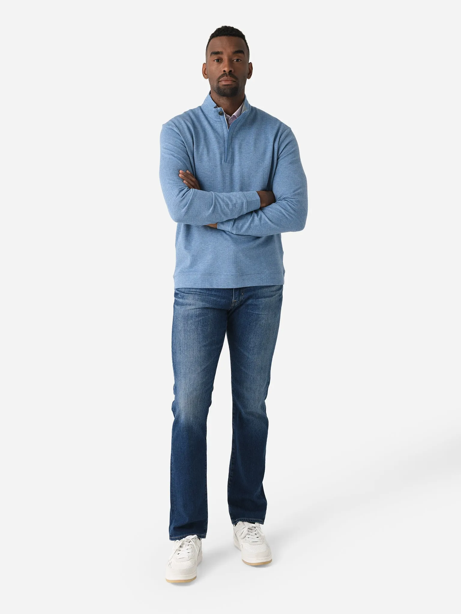 Johnnie-O Men's Rubin Herringbone Cotton Cashmere Quarter-Zip Pullover sold by Saint Bernard product image thumbnail 2