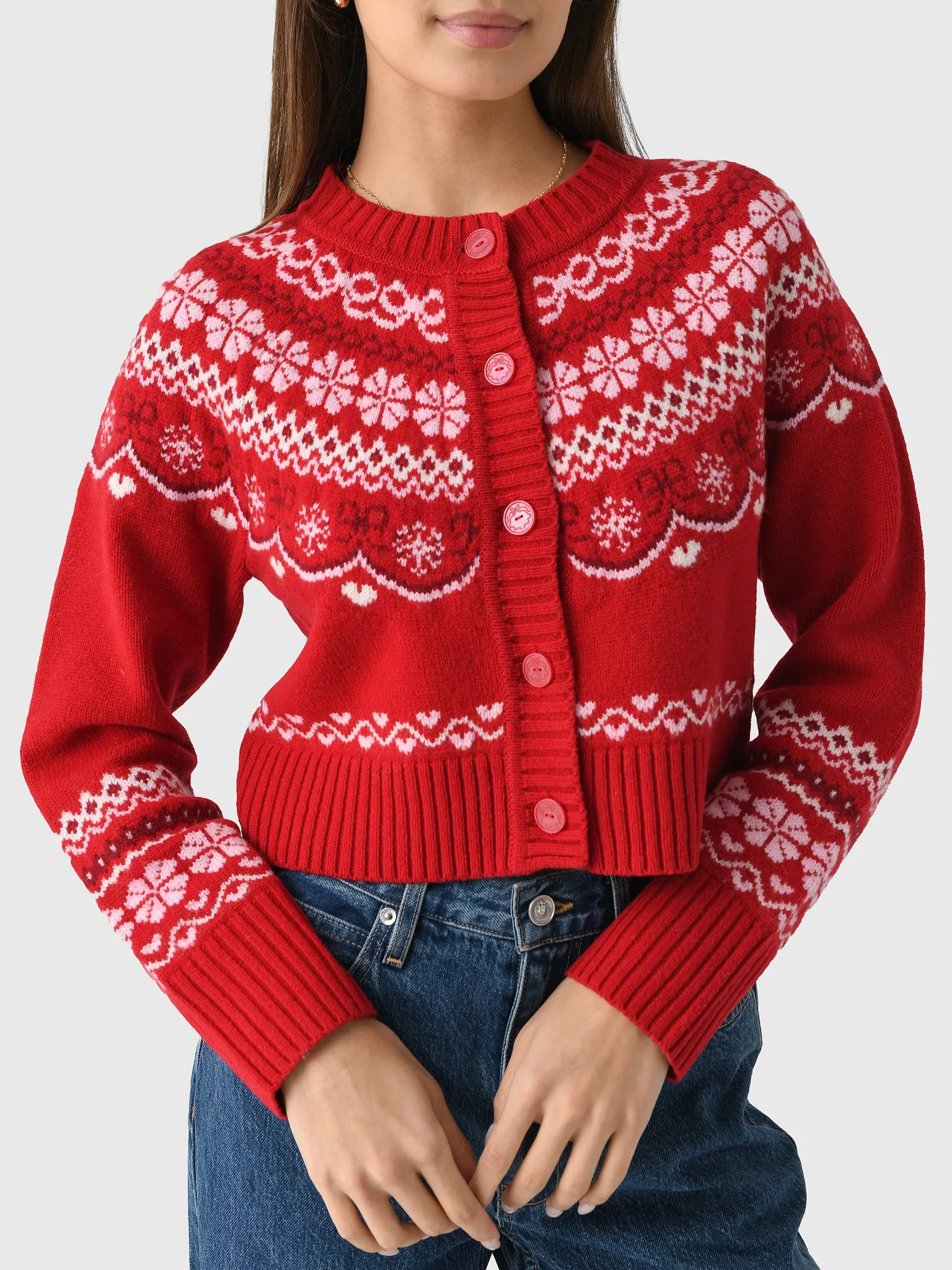 LoveShackFancy Women's Shantae Wool Fair Isle Cardigan sold by Saint Bernard product image thumbnail 5