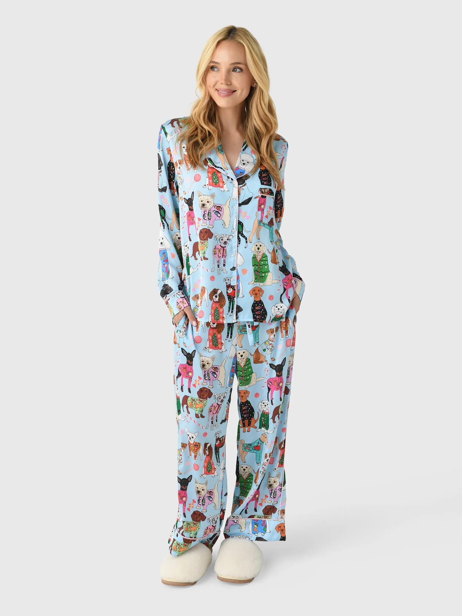 Karen Mabon Women's Christmas Jumper Dogs Pajama Set sold by Saint Bernard