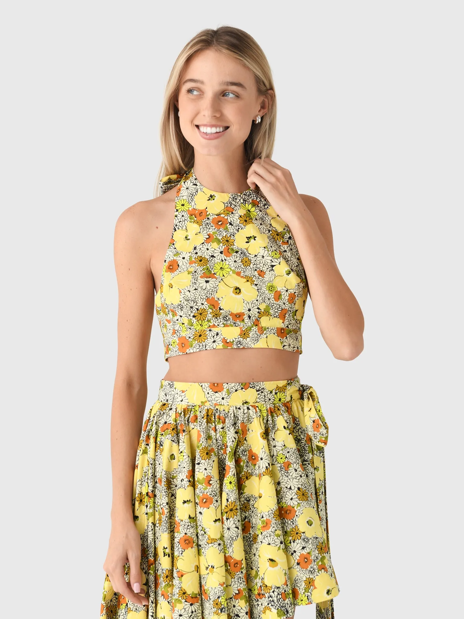 Alemais Women's Orange Blossom Halter Neck Top sold by Saint Bernard