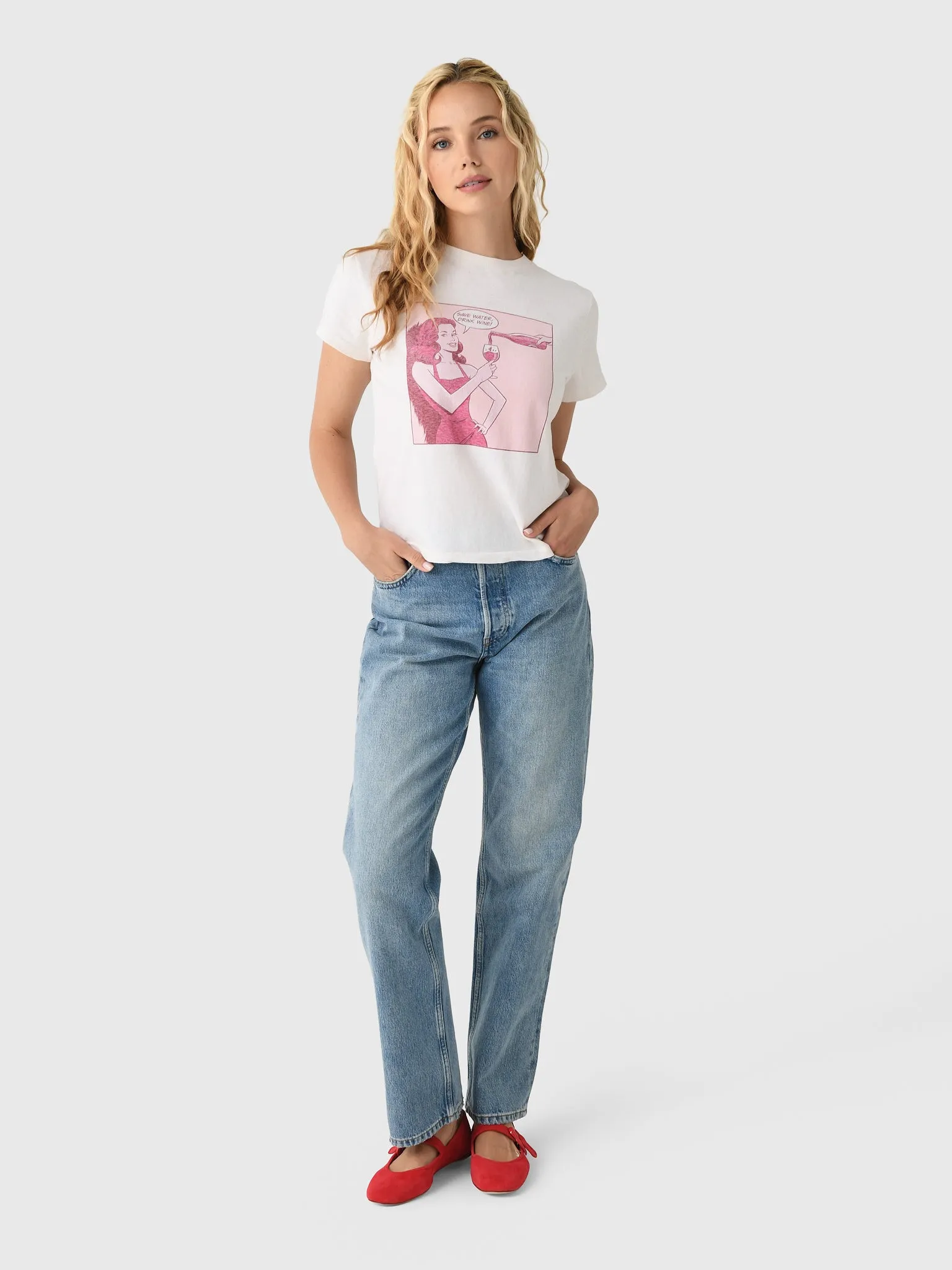 Re/Done Women's Drink Wine Classic Tee sold by Saint Bernard product image thumbnail 2
