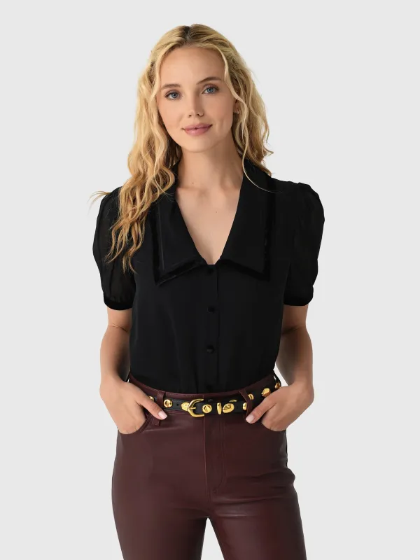 Frame Women's The Velvet Trim Sailor Blouse made by Frame Denim