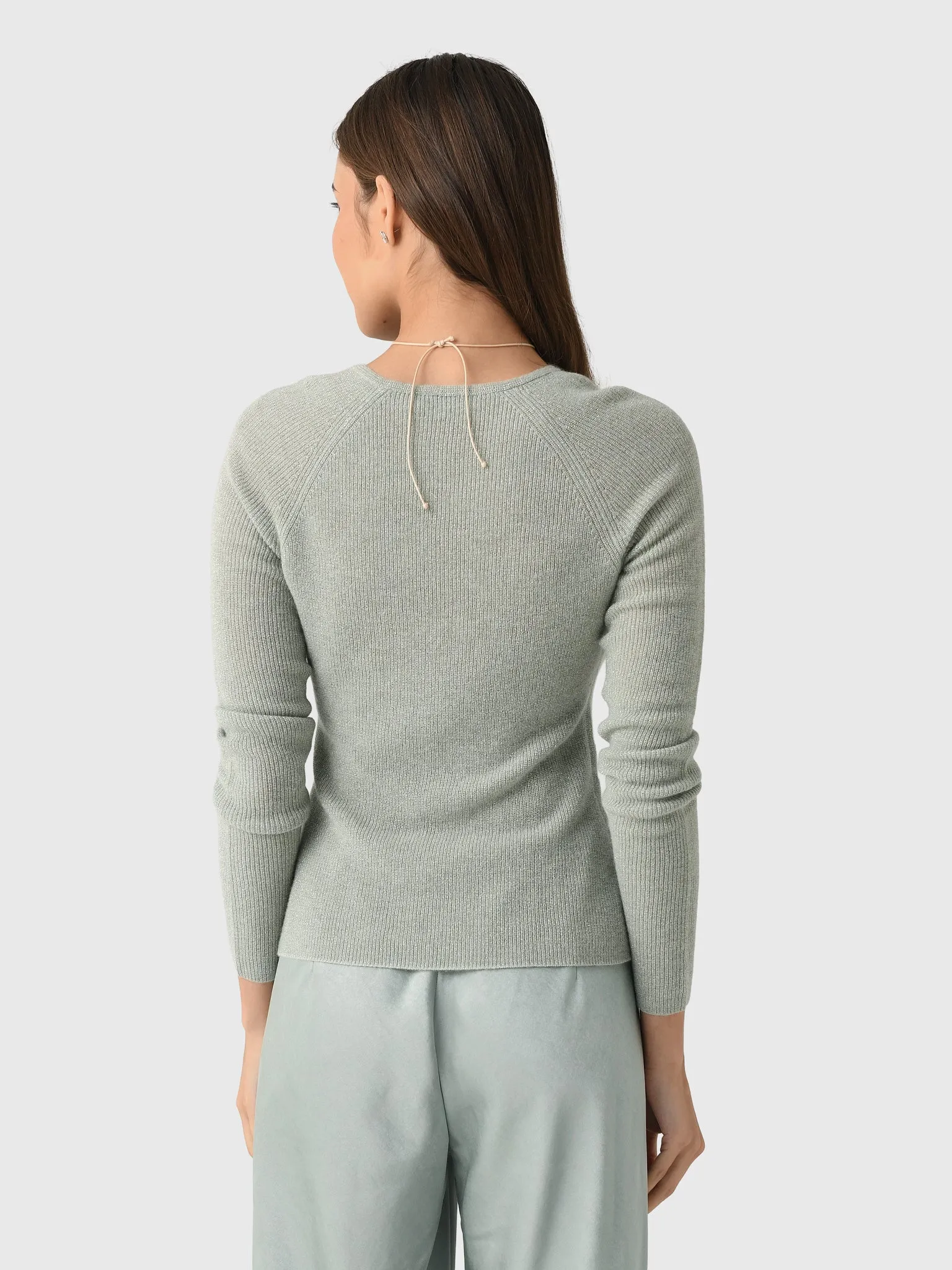 Vince Women's Metallic Ribbed High V-Neck Sweater sold by Saint Bernard product image thumbnail 4