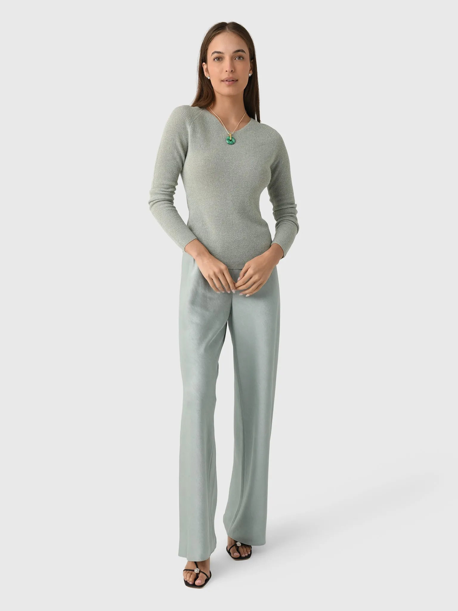 Vince Women's Metallic Ribbed High V-Neck Sweater sold by Saint Bernard product image thumbnail 3