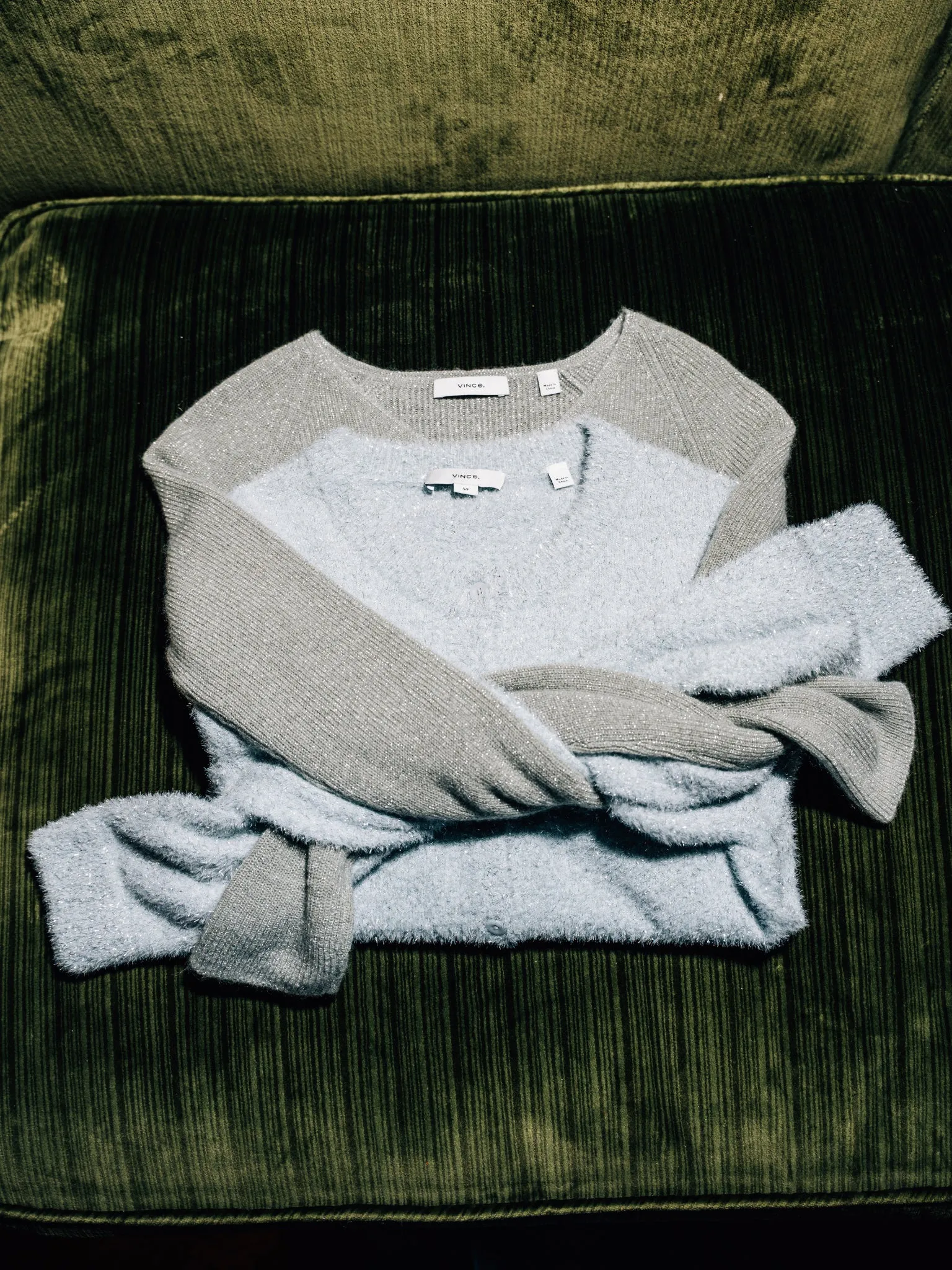 Vince Women's Metallic Ribbed High V-Neck Sweater sold by Saint Bernard product image thumbnail 2