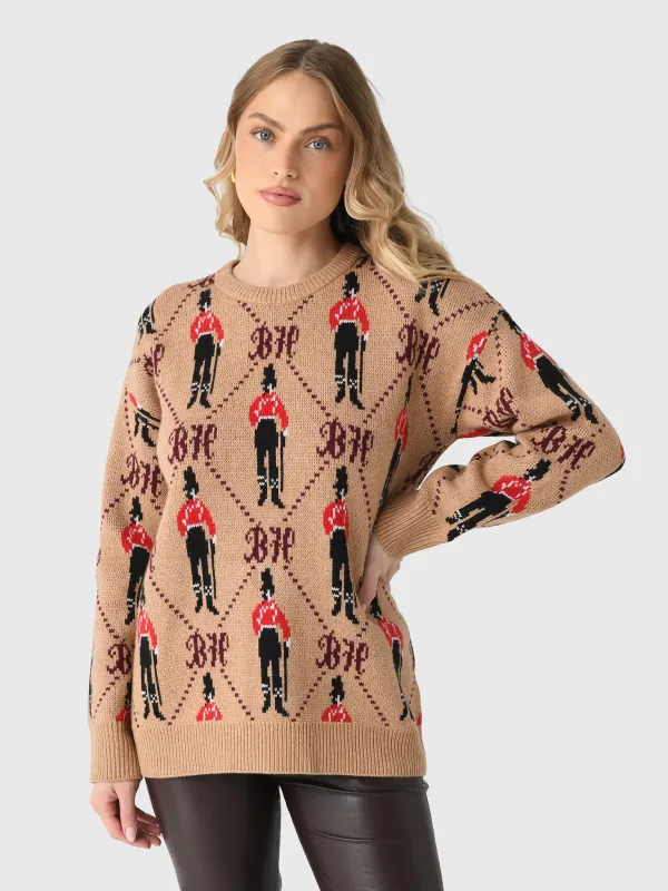 Lingua Franca Women's Bowery Boy Jacquard Crewneck Sweater made by Lingua Franca NYC