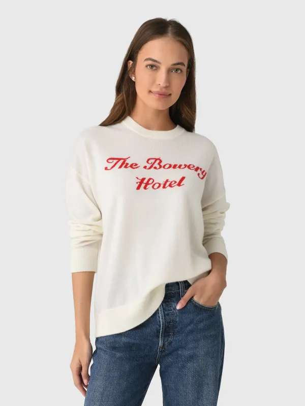 Lingua Franca Women's Bowery Hotel Cashmere Crewneck Sweater made by Lingua Franca NYC