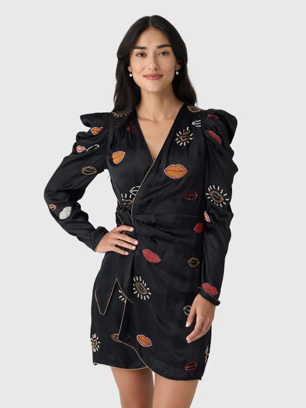 Farm Rio Women's Beaded Kisses Wrap Mini Dress made by FARM Rio