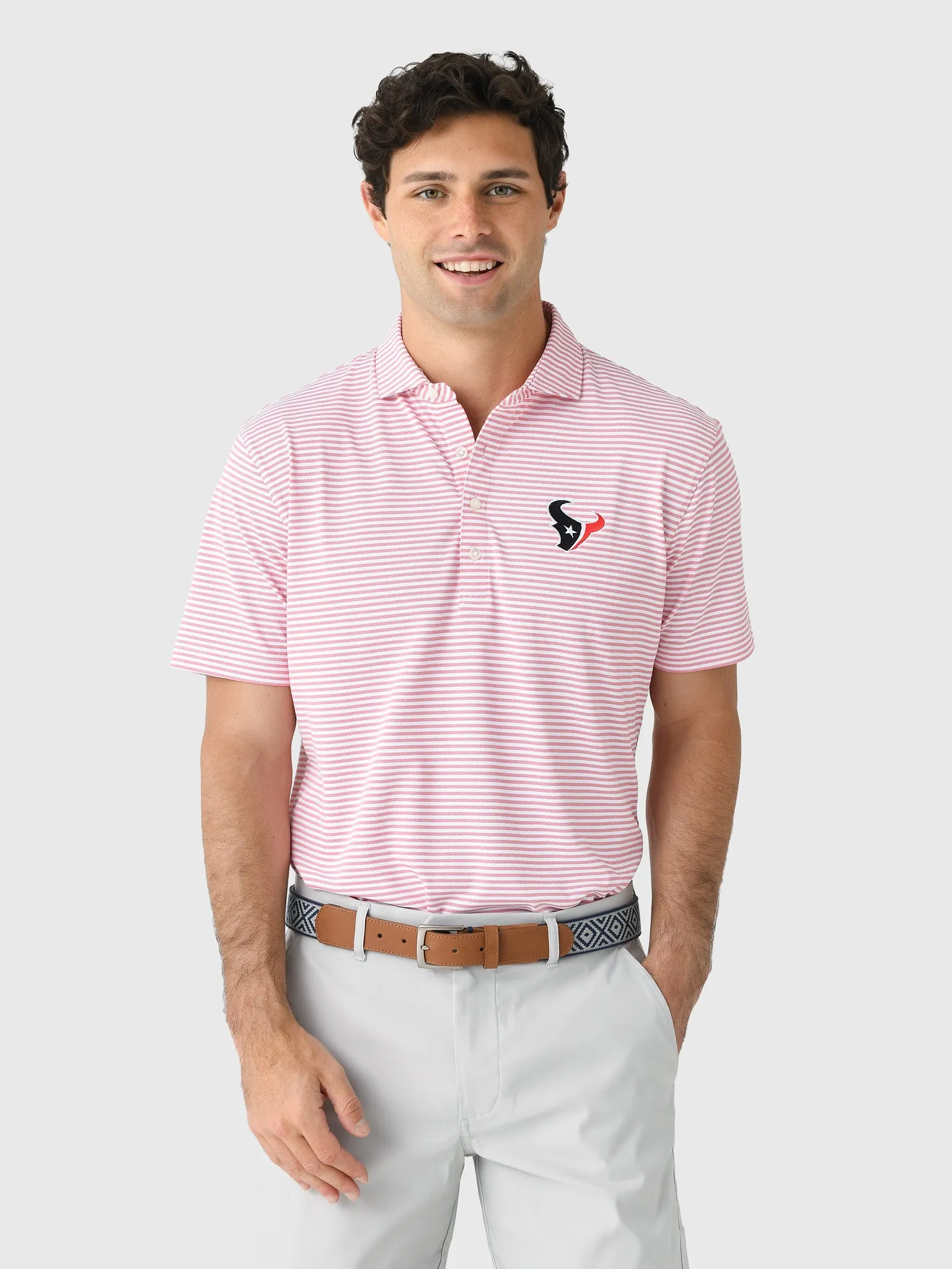 Johnnie-O Men's Houston Texans Stetson Performance Mesh Polo sold by Saint Bernard