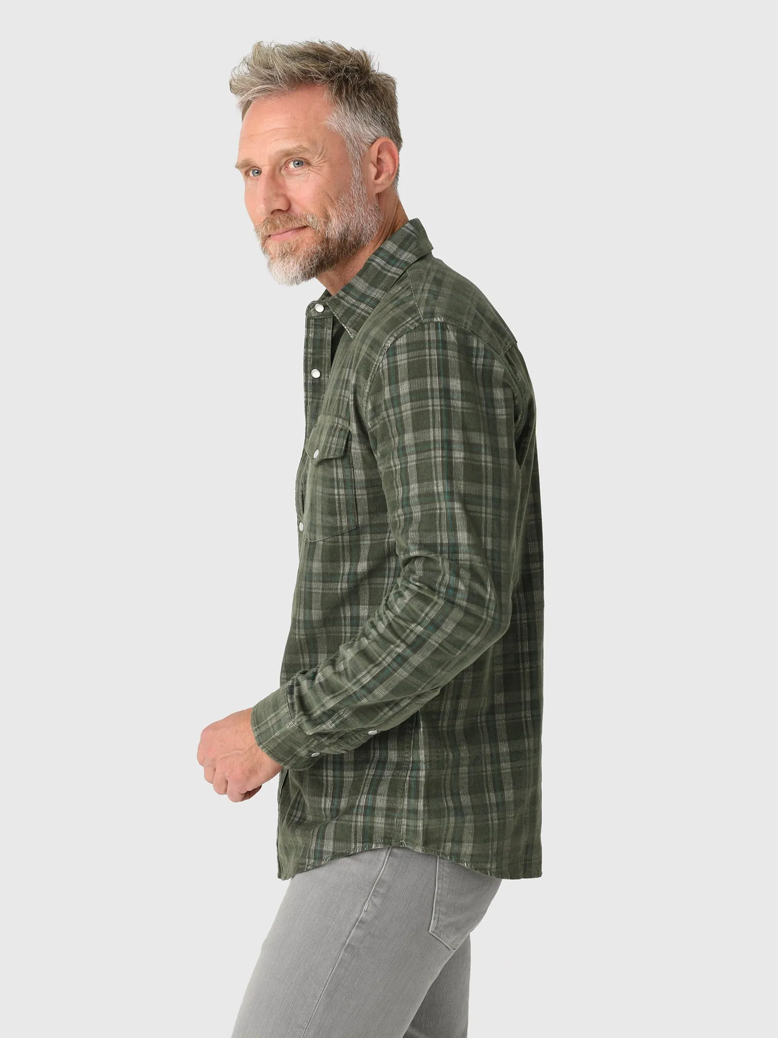 Criquet Men's Long Sleeve Corduroy Pearl Snap Shirt sold by Saint Bernard