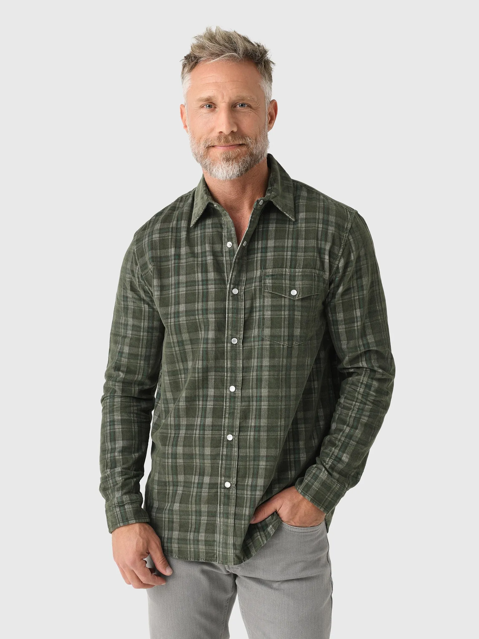 Criquet Men's Long Sleeve Corduroy Pearl Snap Shirt sold by Saint Bernard product image thumbnail 3