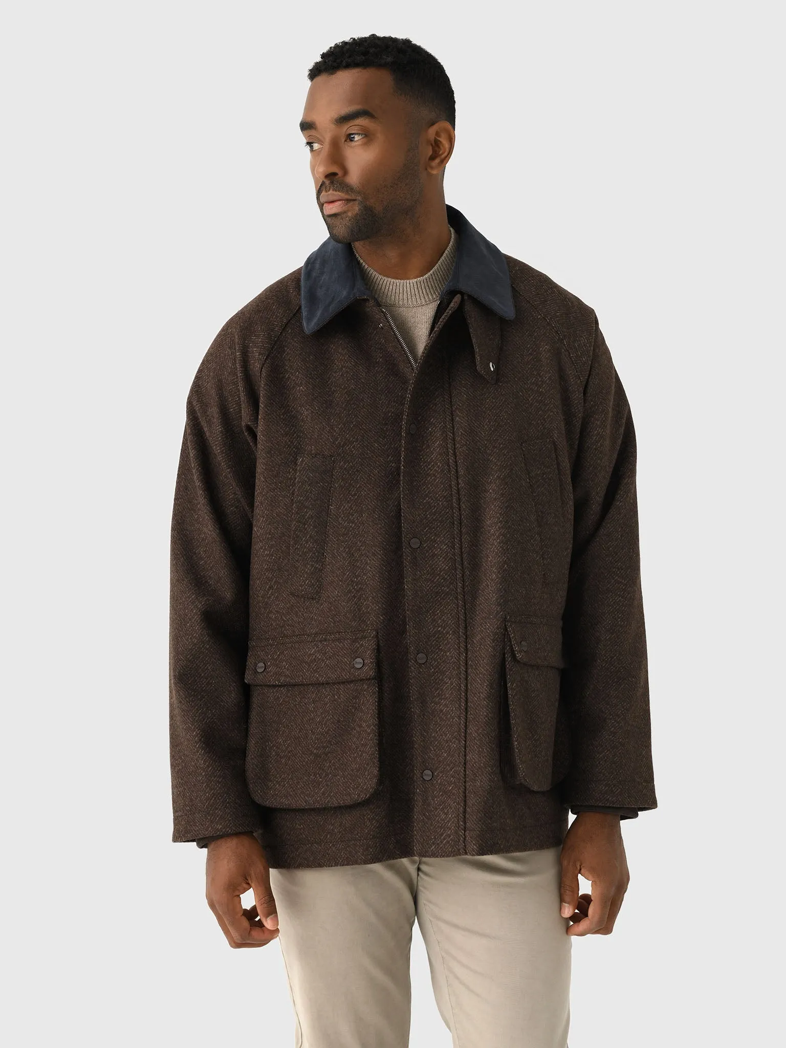 Herno Men's Herringbone Wool Field Jacket sold by Saint Bernard
