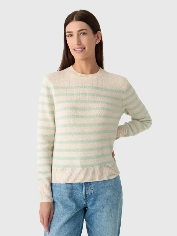 White + Warren Women's Cashmere Striped Crewneck Sweater sold by Saint Bernard