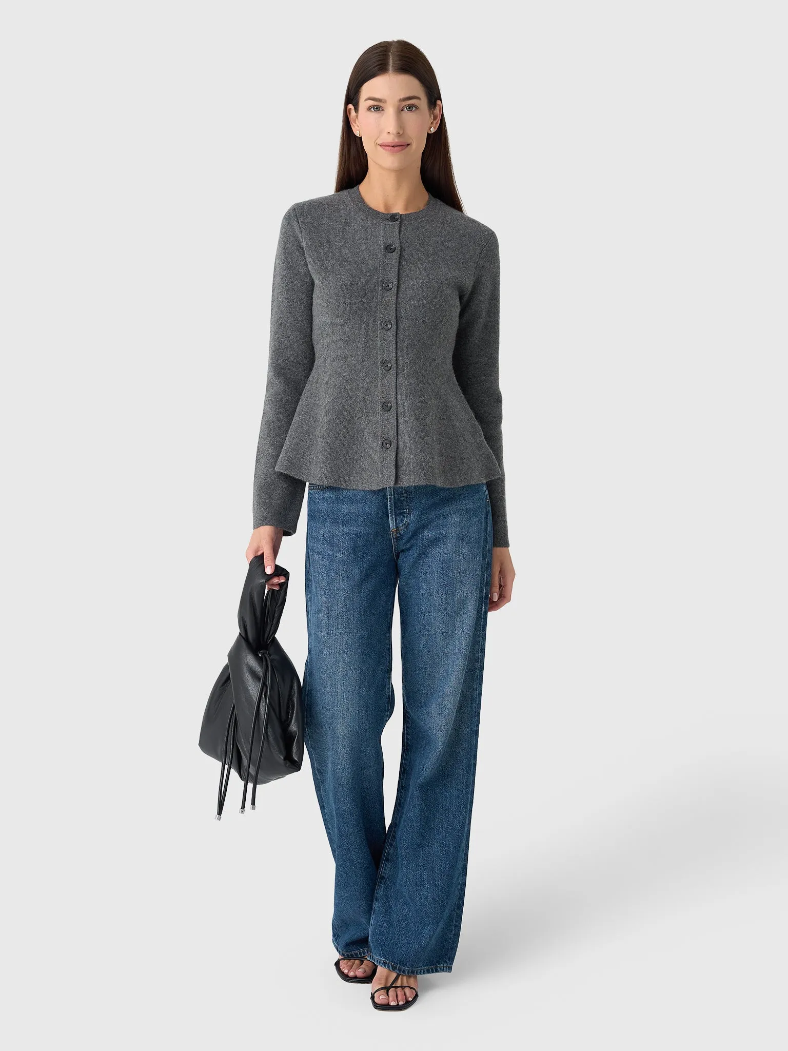 White + Warren Women's Cashmere Blend Peplum Cardigan sold by Saint Bernard product image thumbnail 2